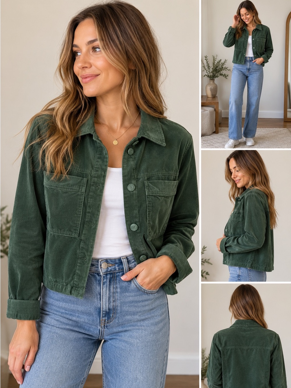 Kut from the Kloth Deep Green Button-Up Utility Jacket